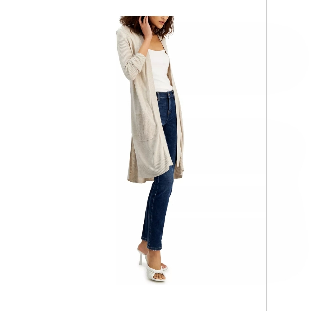 INC International Concepts Womens Ribbed Duster Cardigan Created for Macys